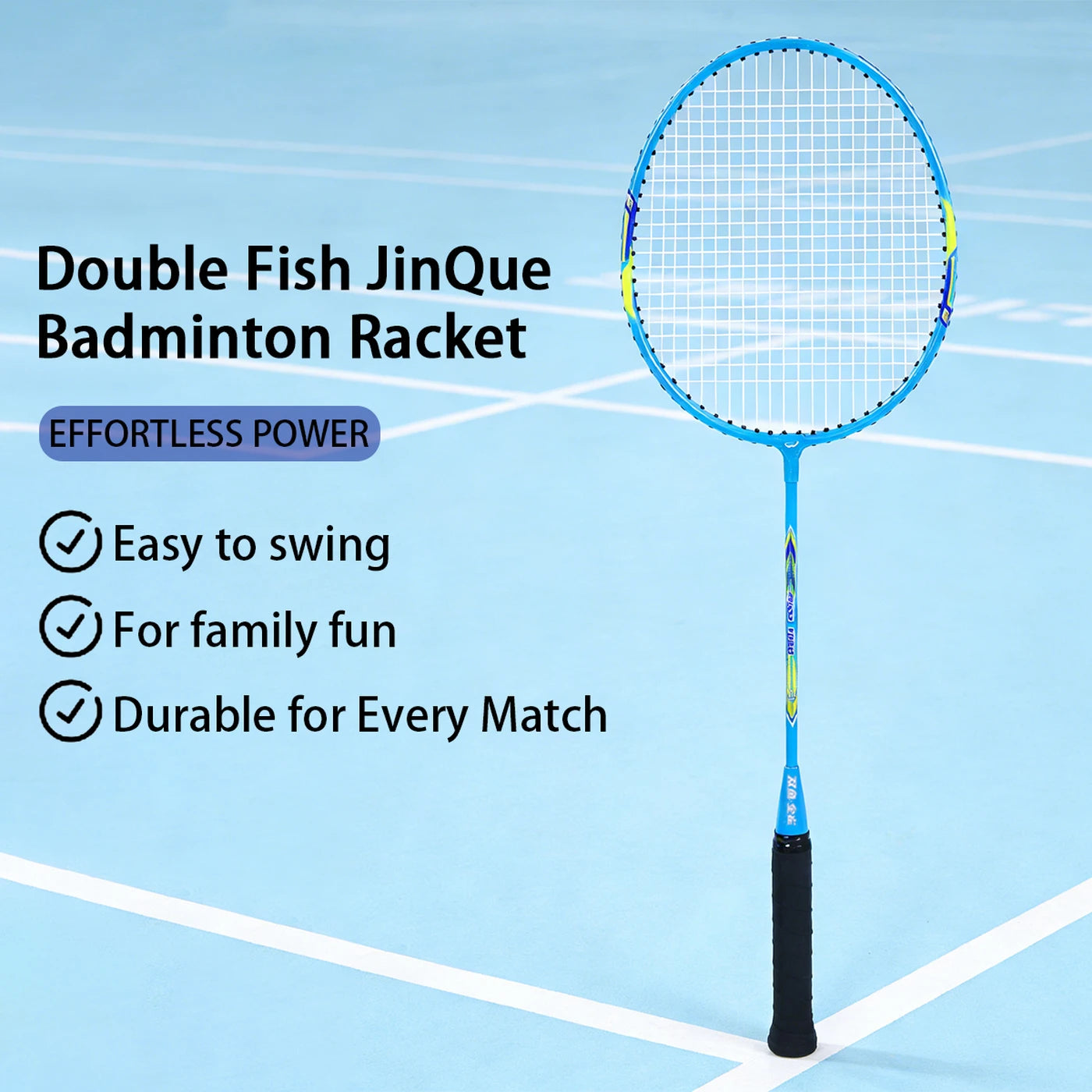 Double Fish JinQue Badminton-Schlägerset 1308 – 2 Schläger – Leicht – Langlebig – Inklusive Tasche – Blau
