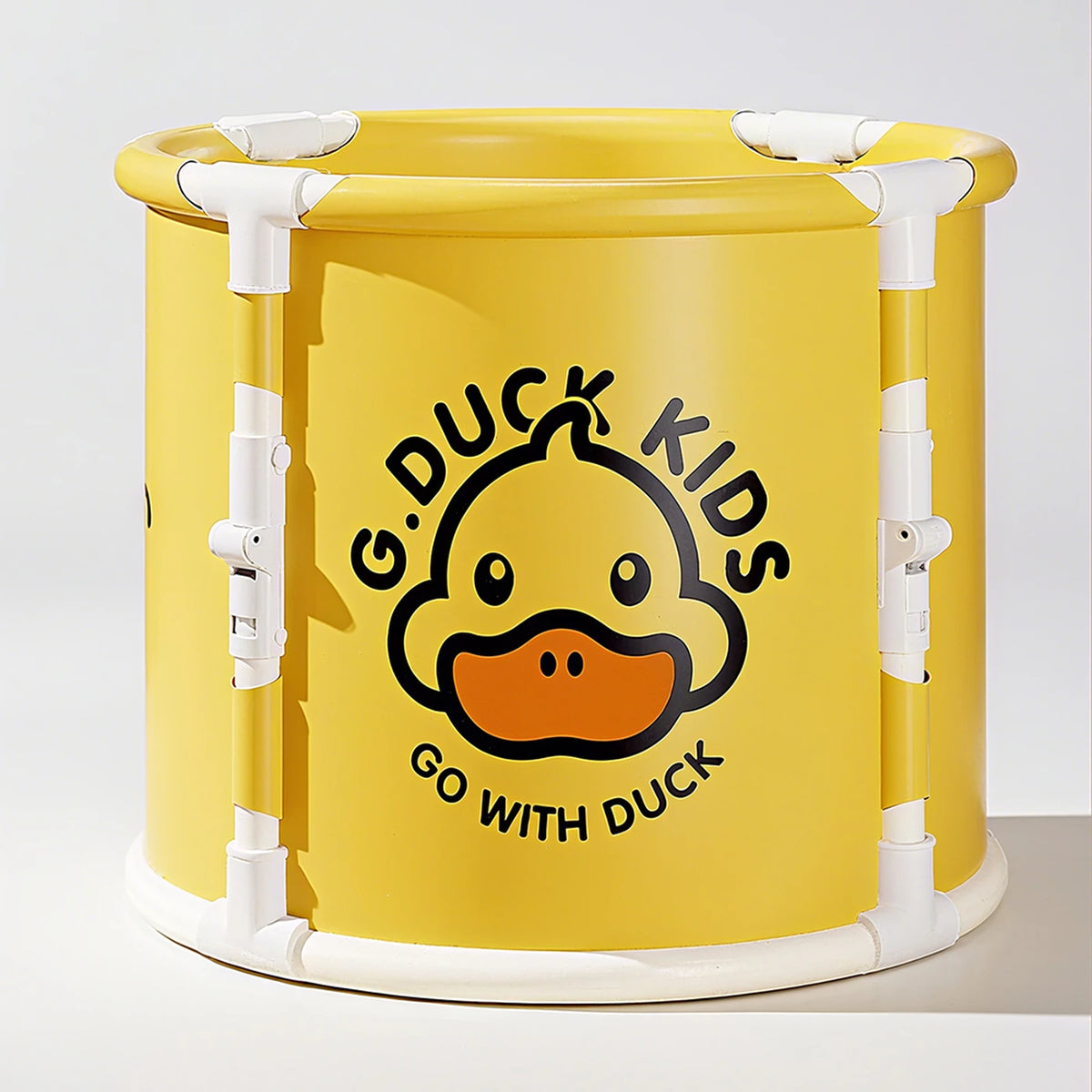 SNSP Faltbare Badewanne mit Ständer – Enten-Design – Ø 70 x 63 cm – Gelb/Weiß