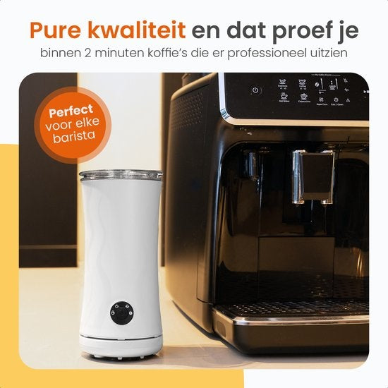 Goliving Milchaufschäumer elektrisch 4-in-1 zum Aufschäumen und Erhitzen Antihaftbeschichtung 240 ml Weiß