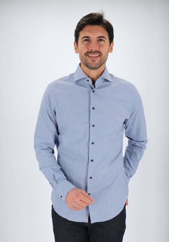 Michaelis Slim Fit Herrenhemd - Dobby - blau - Bügelfrei - Kragenweite: 39