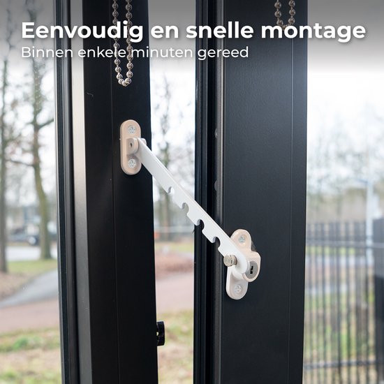 Nuvance Fensterhebel – Fensterarretierung – Kippfensterhalter – Windhaken – 5 Positionen – Fensterschloss – Windhaken – Kindersicherung – Weiß