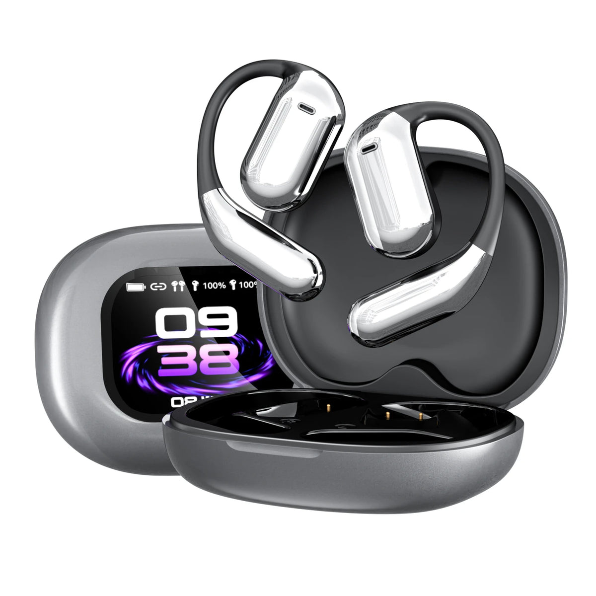 FITTEK YYK Q16 Pro AI Übersetzungs-Ohrhörer – Silbergrau – Bluetooth 5.4, ANC, 40 Stunden Akkulaufzeit