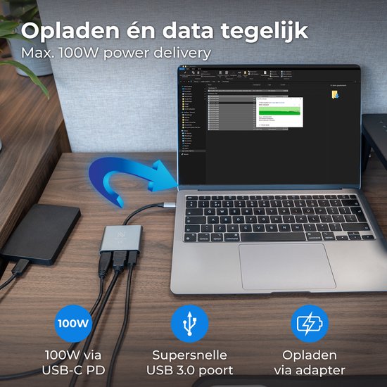 Nuvance USB C zu HDMI Adapter - USB C HDMI - USB Hub - UBS C zu USB A - 4K HDMI Splitter - PD100W Laptop Aufladung