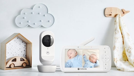 Motorola Nursery VM35-2 - Babyphone mit geteiltem 5-Zoll-Bildschirm und 2 Kameras - Nachtsicht - integriertes Mikrofon