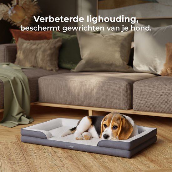 CozySense® Orthopädisches Hundekörbchen 100 x 70 cm - Größe XL - Wasserdichtes Hundebett mit waschbarem Bezug - Geeignet als Sitzkissen - Weiß