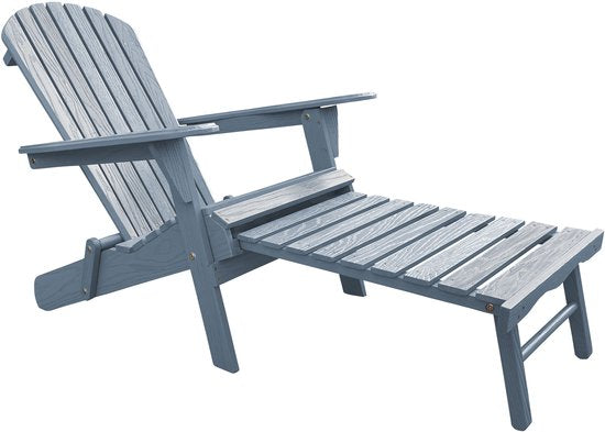 AXI Alexa Adirondack-Stuhl Grau – Mit Fußhocker – Loungesessel aus Holz mit Armlehnen – Zusammenklappbar – Hohe Rückenlehne – Gartenstuhl – 147 x 78,5 x 89 cm – 100 % FSC-zertifiziertes Hemlock-Holz