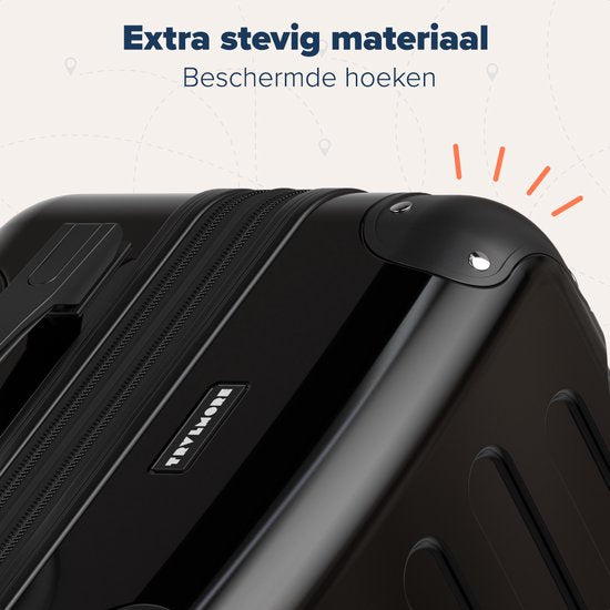 TRVLMORE - Kofferset - 3 Stück - 45L Handgepäck + 75L und 115L geräumiges Gepäck - TSA Schloss - Leichtgewicht - Reisekofferset - Schwarz