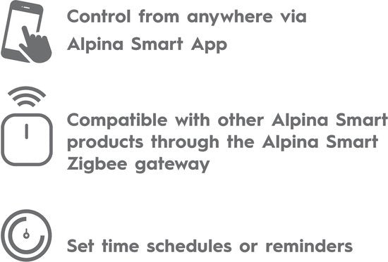 alpina Smart Home - Bewegungssensor - 3V - Bewegungsmelder für Innenräume - 5M Erkennung - Zigbee Gateway - alpina Smart Home App