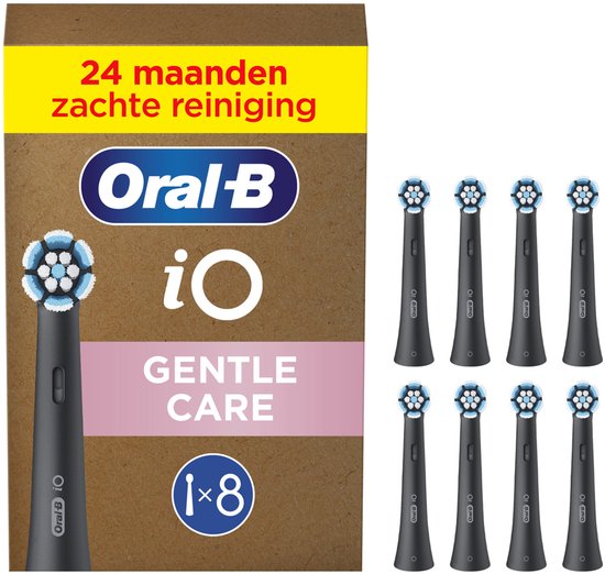 Oral-B iO Series Gentle Care Aufsteckbürsten – Schwarz – Für empfindliches Zahnfleisch – 8 Stück