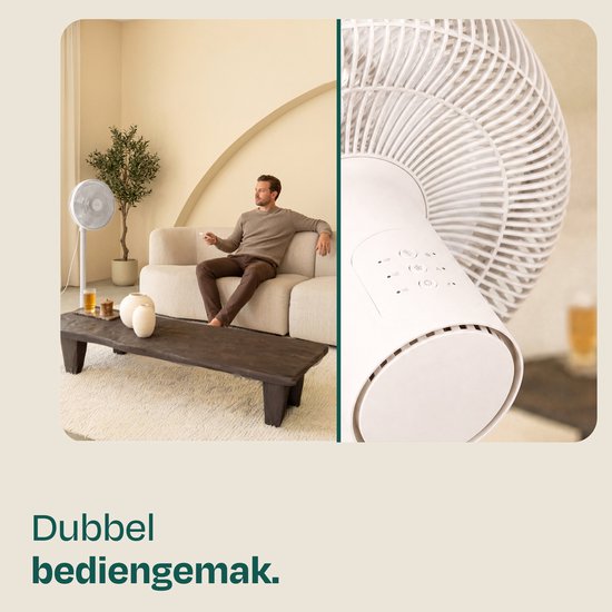 VONROC Bodenventilator – 3 Geschwindigkeitsstufen – inkl. Fernbedienung – Timer – in 3 Höhen verstellbar – weiß
