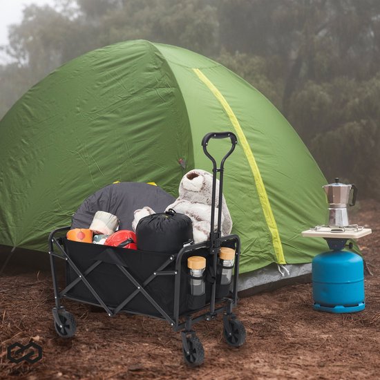 Infinity Güterwagen - faltbar - 100KG Tragfähigkeit - Schwenkbare Räder - 90 x 50 x 75 CM - Verstellbar - Schwarz