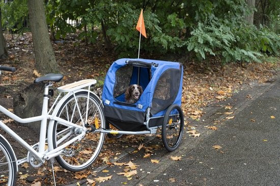 Bicycle Gear - Hundefahrradanhänger - max 40 KG - Zusammenklappbar - Regenschutz - Blau