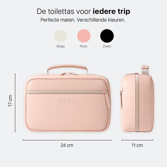 ONYX Kulturbeutel Rosa – Make-up-Tasche – Kosmetik-Organizer – Praktische Aufteilung – Make-up-Spiegel – Zum Aufhängen – Für Damen und Herren – Größe: M