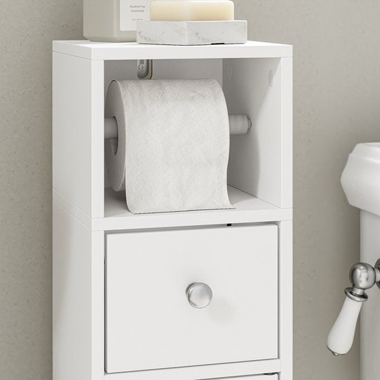 SoBuy Toilettenschrank BZR219-W – Waschbeckenschrank mit Toilettenpapierhalter – Weiß – 85 x 20 x 20 cm