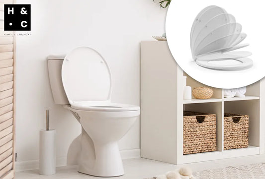 Home&Comfort - Stabiler WC-Sitz in D-Form mit Absenkautomatik - Weiß glänzend