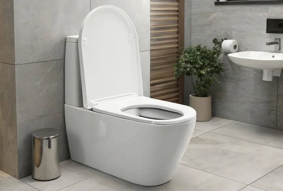 Home&Comfort - Stabiler WC-Sitz in D-Form mit Absenkautomatik - Weiß glänzend