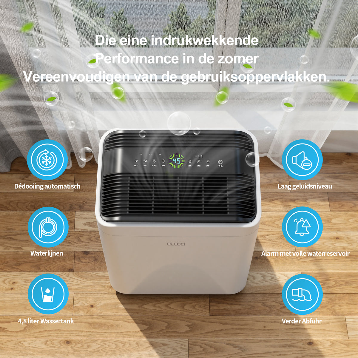 ELECCI Luftentfeuchter – 25 l/Tag – 4,8-Liter-Tank