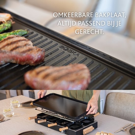 BOSKA Raclette Gourmet Party - Für 8 Personen Buchenholz Stahl - Gourmet-Set