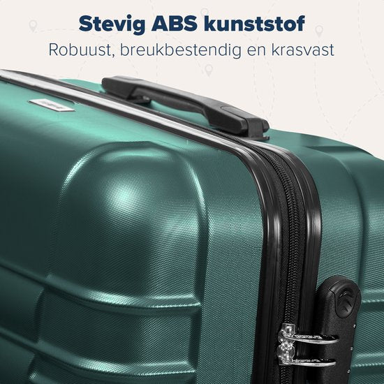 TRVLMORE - Koffer - Handgepäck Trolley - Zahlenschloss - Trolley - 54x36x20cm - 38L - Dunkelgrün