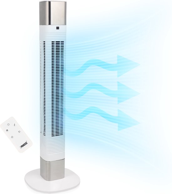 Intelligenter Turmventilator – ohne Flügel – mit App und Fernbedienung – Timer – energieeffizient – Princess 358275 – Weiß