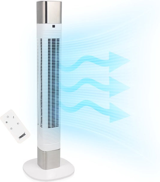 Intelligenter Turmventilator – ohne Flügel – mit App und Fernbedienung – Timer – energieeffizient – Princess 358275 – Weiß