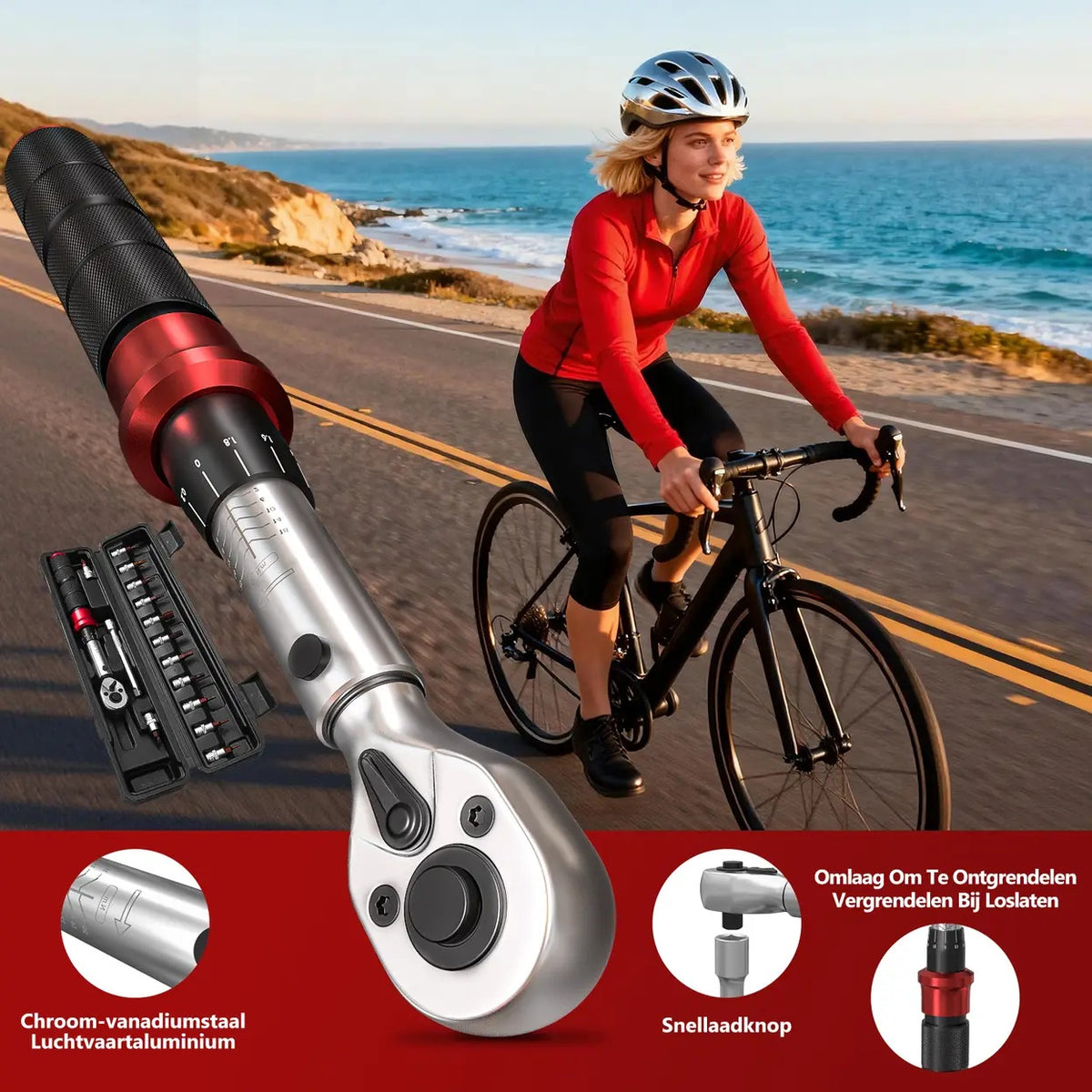 MoveCrab Drehmomentschlüssel-Set für Fahrräder – 15-teilig – 1/4 Zoll – 2–20 Nm