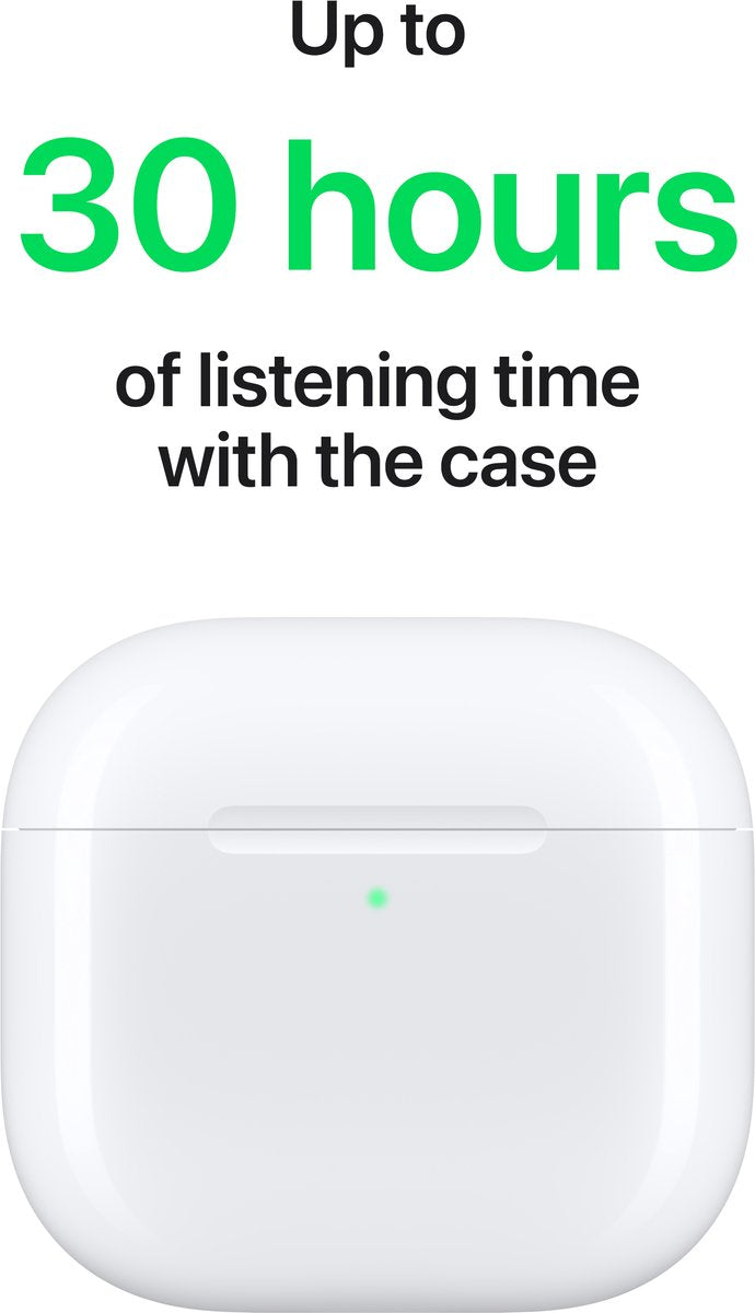 Apple AirPods 4 - Drahtlose Ohrhörer - Bluetooth 5.3 - USB-C-Ladegehäuse - Spatial Audio - Weiß