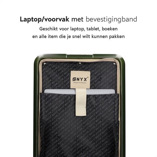 ONYXÂ® Handgepäck Koffer - Spinner-Räder - Doppeltes TSA-Schloss - Praktische Fronttasche - 35 L - 55 cm - Oliv