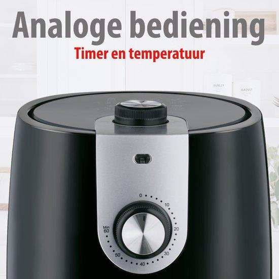 alpina Airfryer 2L – Heißluftfritteuse für 1–4 Personen – Airfryer mit Timer – Einstellbare Temperatur von 80 bis 200 Grad – mit Timer-Funktion – Heißluftofen 900 W