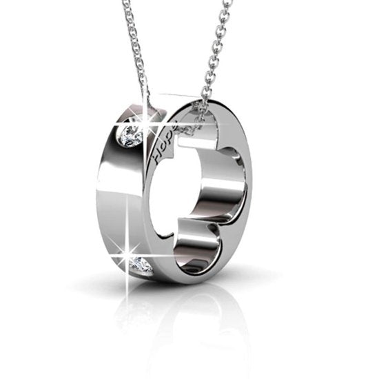 Yolora Damen Halskette mit Anhänger und Kalpa Camaka Kristallen - Farbe Silber - 18K Weißgold plattiert - Geschenkbox - Muttertagsgeschenk