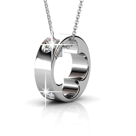 Yolora Damen Halskette mit Anhänger und Kalpa Camaka Kristallen - Farbe Silber - 18K Weißgold plattiert - Geschenkbox - Muttertagsgeschenk