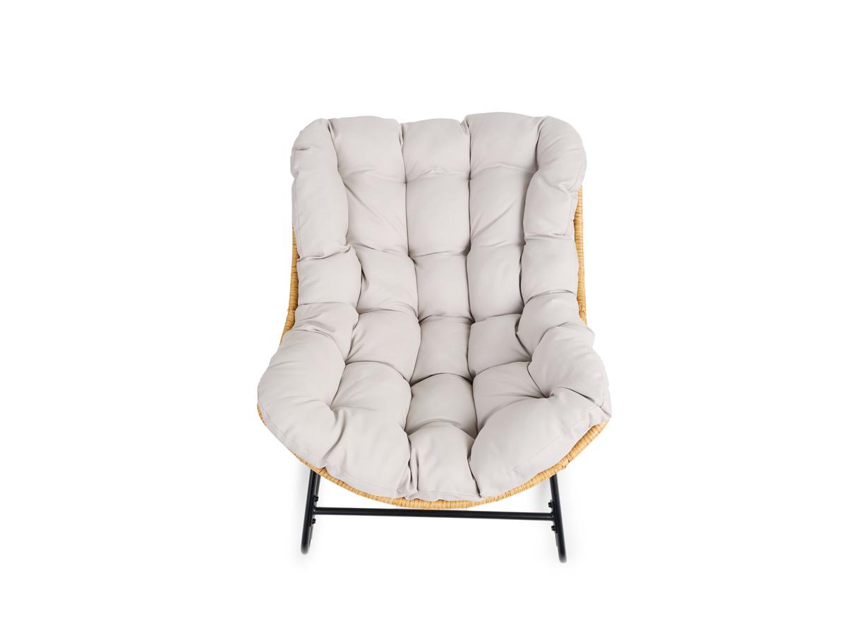 Lifa Garden Rattan-Schaukelstuhl mit Kissen – Naturfarben – 110 x 70 x 90 cm