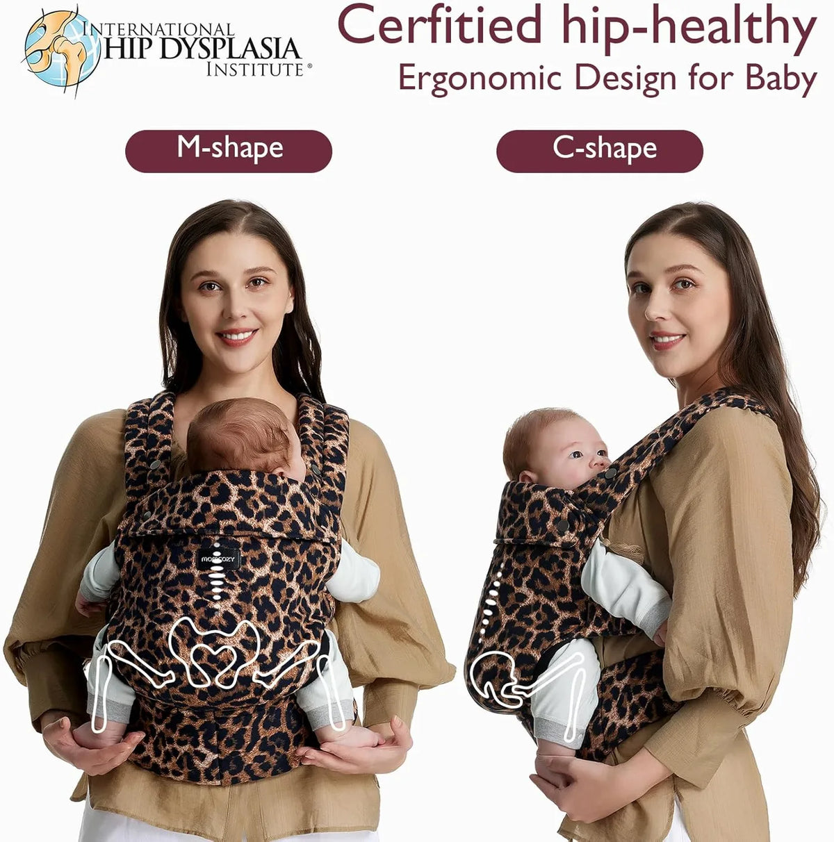 Momcozy Leopard Babytrage – 3-in-1 – Ergonomisch – 3–20 kg – 100 % Baumwolle – Verstellbar – Waschbar