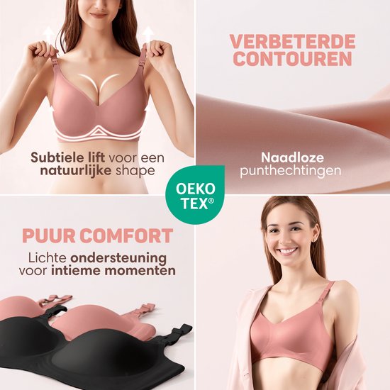 Vulpes Goods® BabyCare - Still-BH ohne Bügel - Umstands-BH - Nahtloser Still-BH - Schlaf-BH - verstellbare Träger - ultraweiches Material - herausnehmbare Polsterung - vorne mit Klappe - praktisch beim Stillen - Pink - M