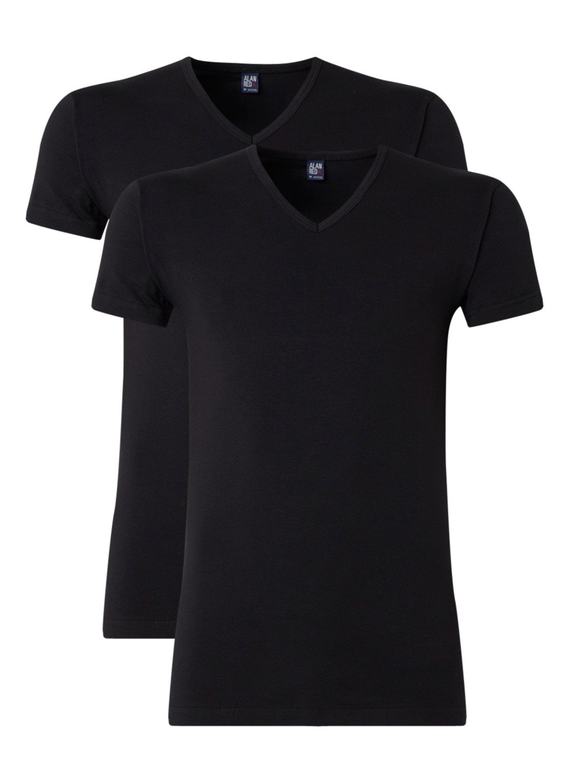 Alan Red - 4x Ottawa T-Shirt - Body Fit & weiche Stretch-Baumwolle - Schwarz - Größe L