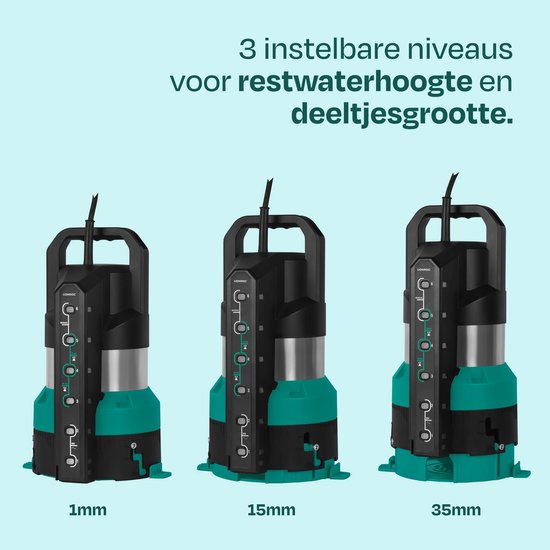 VONROC Tauchpumpe – Rein- und Schmutzwasserpumpe – 850 W – 20.000 l/h – Flachansaugung – Sensorschalter