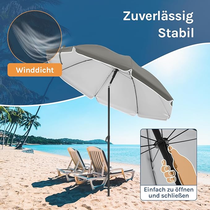 WOLTU GSS0007dgr03 - Balkon-Sonnenschirm 175 cm - UPF 50+ UV-Schutz - Verstellbar und neigbar - Dunkelgrau