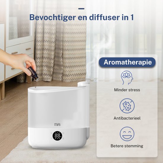 MiRi Nebula - Luftbefeuchter - Luftbefeuchter - 6L - Ionisator - 60m² - Ultraschall - Touch-Steuerung - Aromatherapie