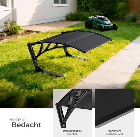 tectake® Garage für Rasenmähroboter - Rasenmäher-Carport - Überdachung der Ladestation für Rasenmäher - Wetterfest - 81 x 100 x 48 cm - Inklusive 4 Erdnägel - Schwarz