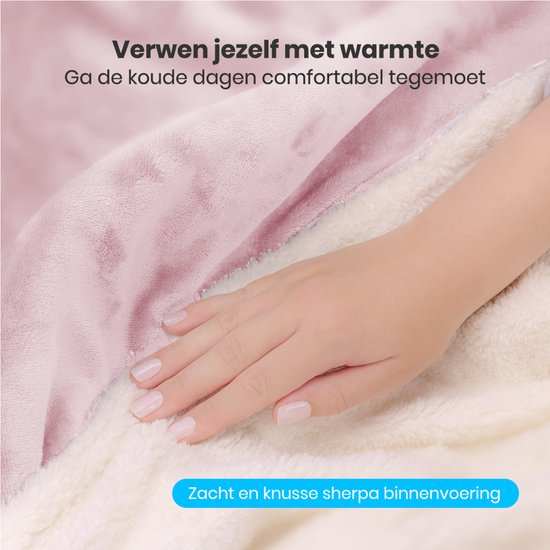 Auronic Electric Blanket - 200x180cm - Heizdecke - 2 Personen - Sherpa Fleece - 9 Wärme- und Timer-Stufen - Decke - Heizdecke - Pink