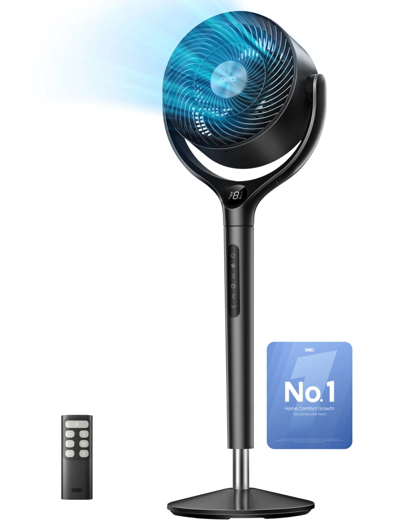 Dreo Turbo Luftzirkulator DR-HPF022 – Ständerventilator – 9 Geschwindigkeitsstufen & 6 Betriebsmodi – Fernbedienung – 120°-Oszillation – Höhe 94–107 cm