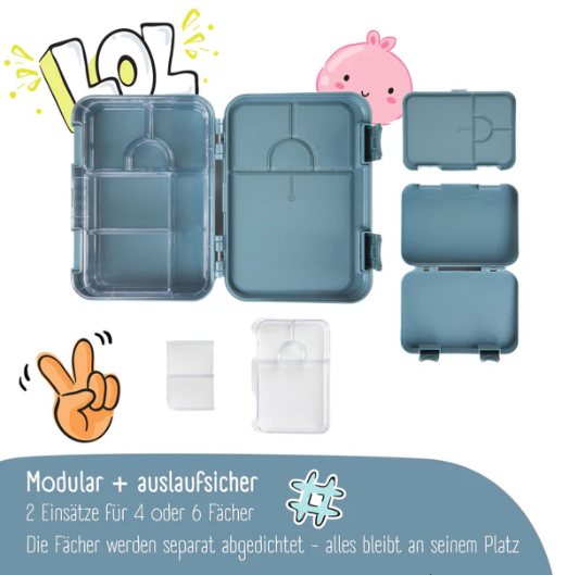 Bearfoot Bento-Box – Blau – 21,3 x 15 x 4,5 cm – Auslaufsicher, spülmaschinenfest