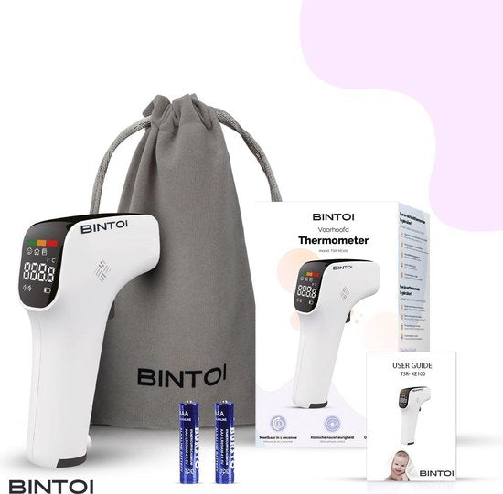 Bintoi® Thermometer Stirn - Temperaturmesser - Körperthermometer - Ohrthermometer - Fieberthermometer für Erwachsene und Babys - Sofortige Messung in 1 Sekunde - Einfaches Ablesen im Dunkeln - Inklusive Batterien.