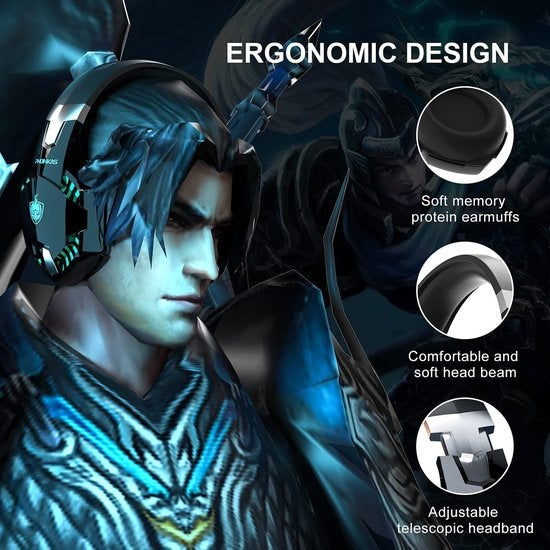PHOINIKAS G2000 BT Bluetooth Laptop Gaming Headset mit Mikrofon Over-Ear Kopfhörer -Schwarz