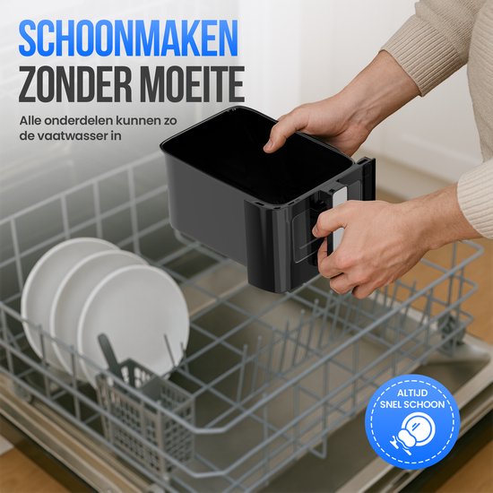 Strex Airfryer XXL - 10L - 2500W - Heißluftfritteuse - Double Airfryer - 50ºC bis 200ºC - 10 Kochprogramme - Schwarz