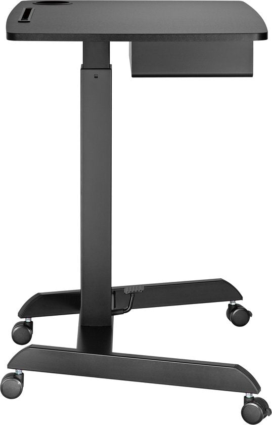 VDD Gaming - Schreibtisch - Laptoptisch - Sitz-/Stehpult - Mobil - Workstation - Laptopständer - Beistelltisch auf Rädern - Schwarz