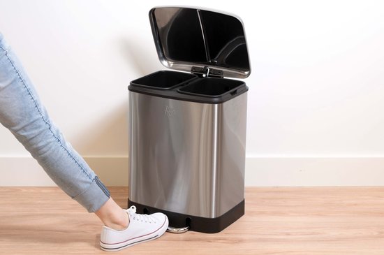 Dirt Devil Tretmülleimer 12 Liter - Abfalleimer Badezimmer - Edelstahl - Silber