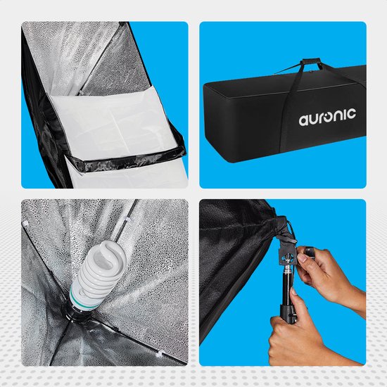 Auronic Softbox Studioleuchte - Komplettset mit Tragetasche - 50x70 cm - Schwarz