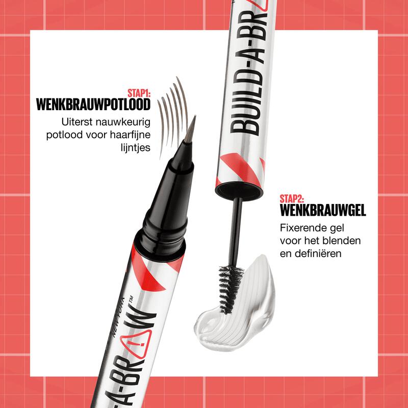 Maybelline Build-a-Brow 2-in-1 Augenbrauenstift & Fixiergel – 250 Blonde – Wasserfest – Bis zu 24 Stunden