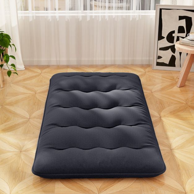 Coast Portable Futonmatratze 200x90x10 cm - Schwarz - faltbar mit waschbarem Bezug und Tragetasche